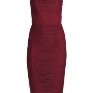 Lavish Alice Burgundy - Ruched Mesh Corset Dress - US 6 - New with Tags